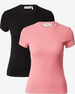 WEEKDAY T-shirts T-shirt Femme Rose / Noir