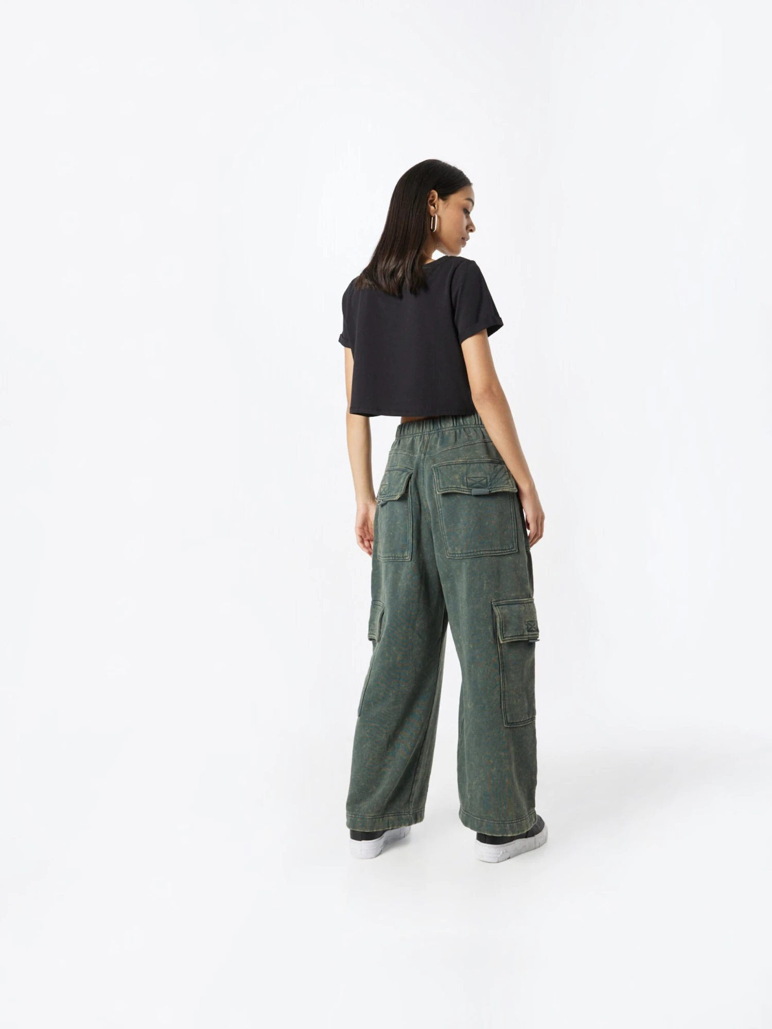 WEEKDAY Pantalons De SurvĂȘtement Wide Leg Pantalon Cargo Femme Bleu FoncĂ© â Image 4