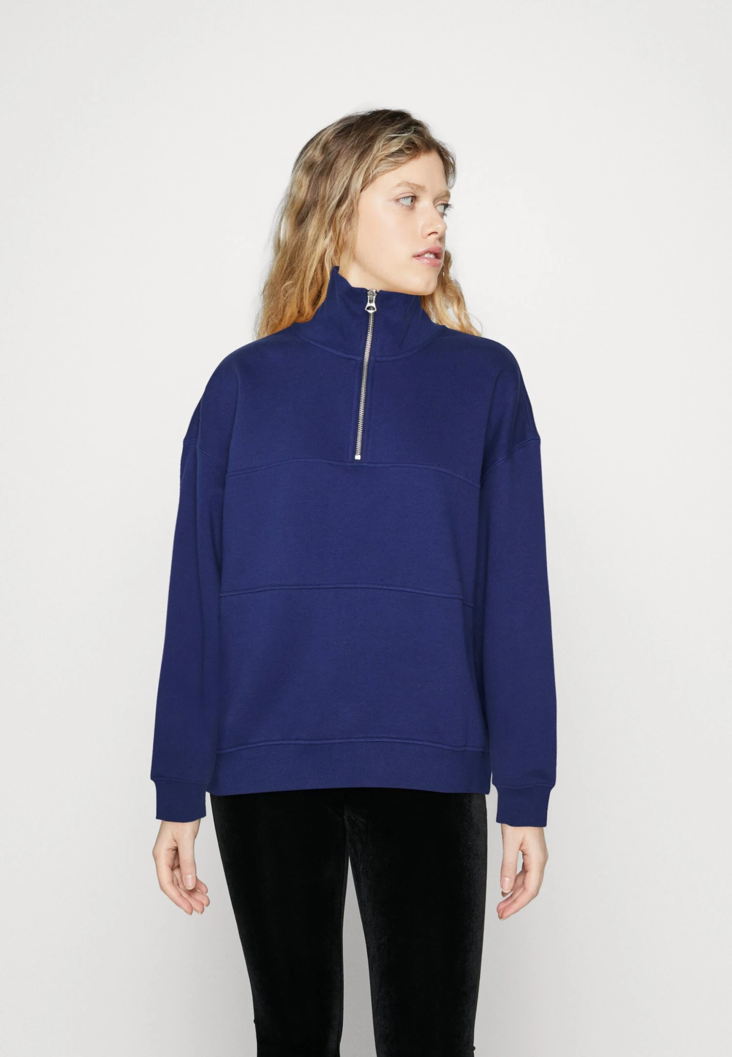 WEEKDAY Essence Half Zip - Sweatshirt - Navy