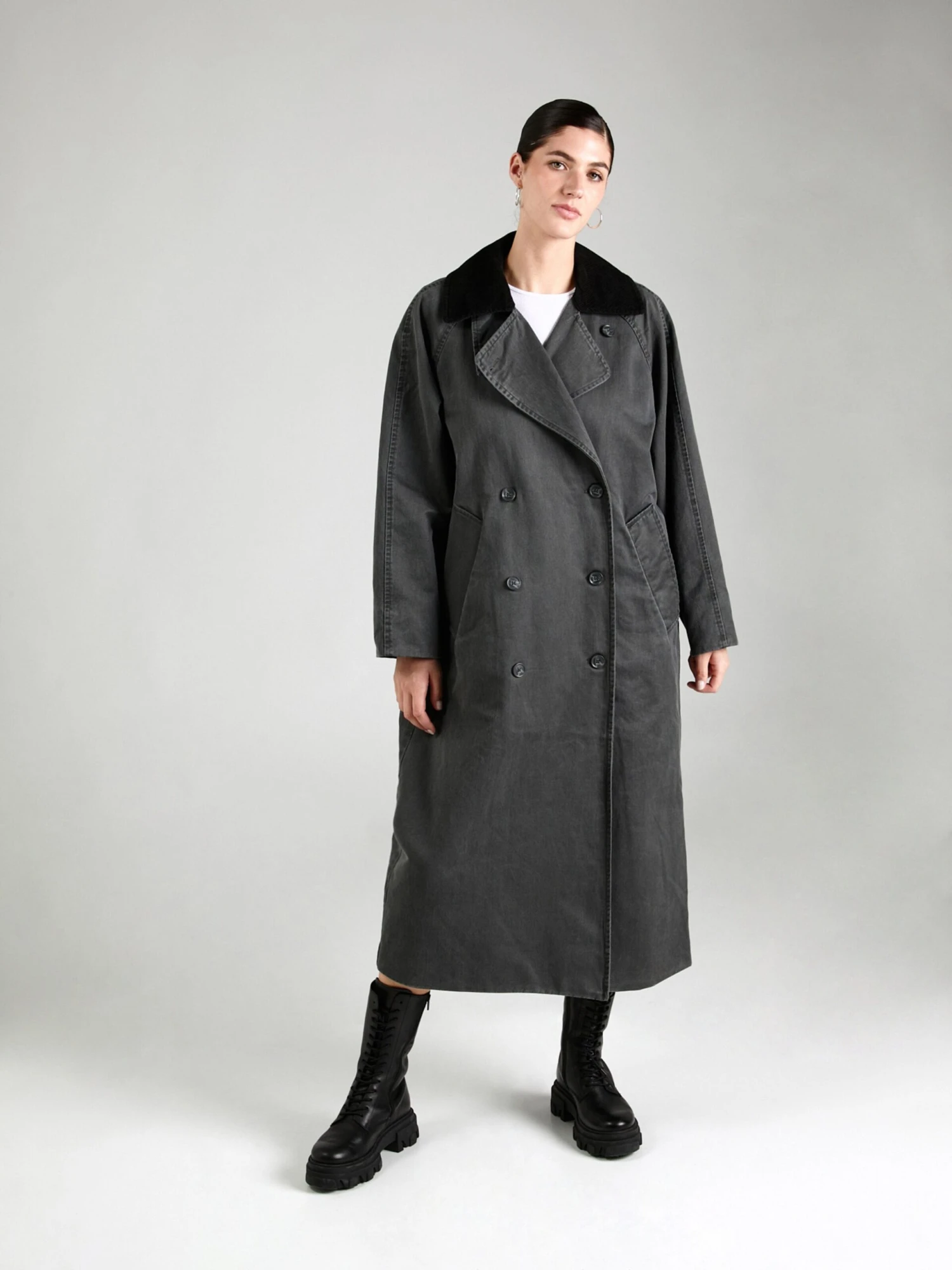 WEEKDAY Trenchs Manteau Mi-saison Jones Femme Anthracite – Image 4