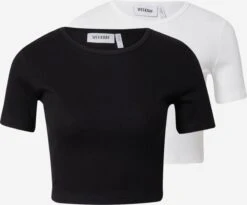 WEEKDAY T-shirts T-shirt Femme Noir / Blanc Cassé