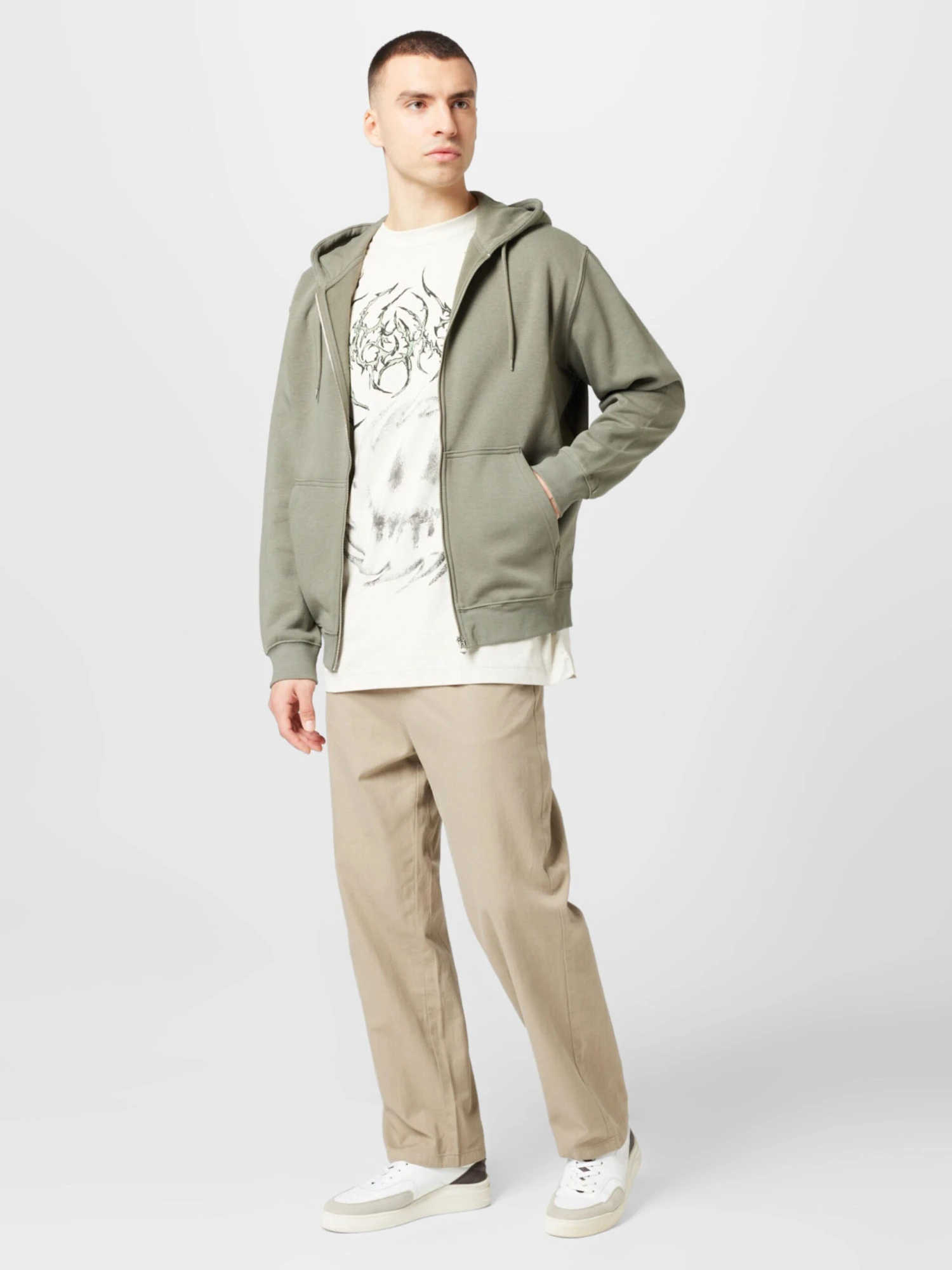 WEEKDAY Vestes à Capuche Veste De Survêtement Homme Kaki – Image 5