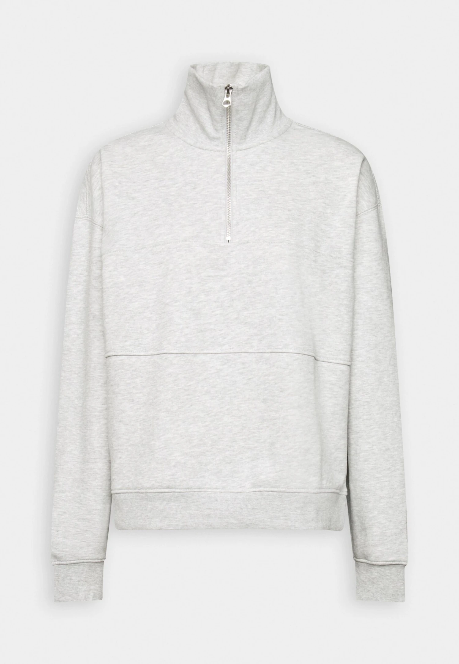 WEEKDAY Essence Half Zip - Sweatshirt - Light Grey Melange – Image 4