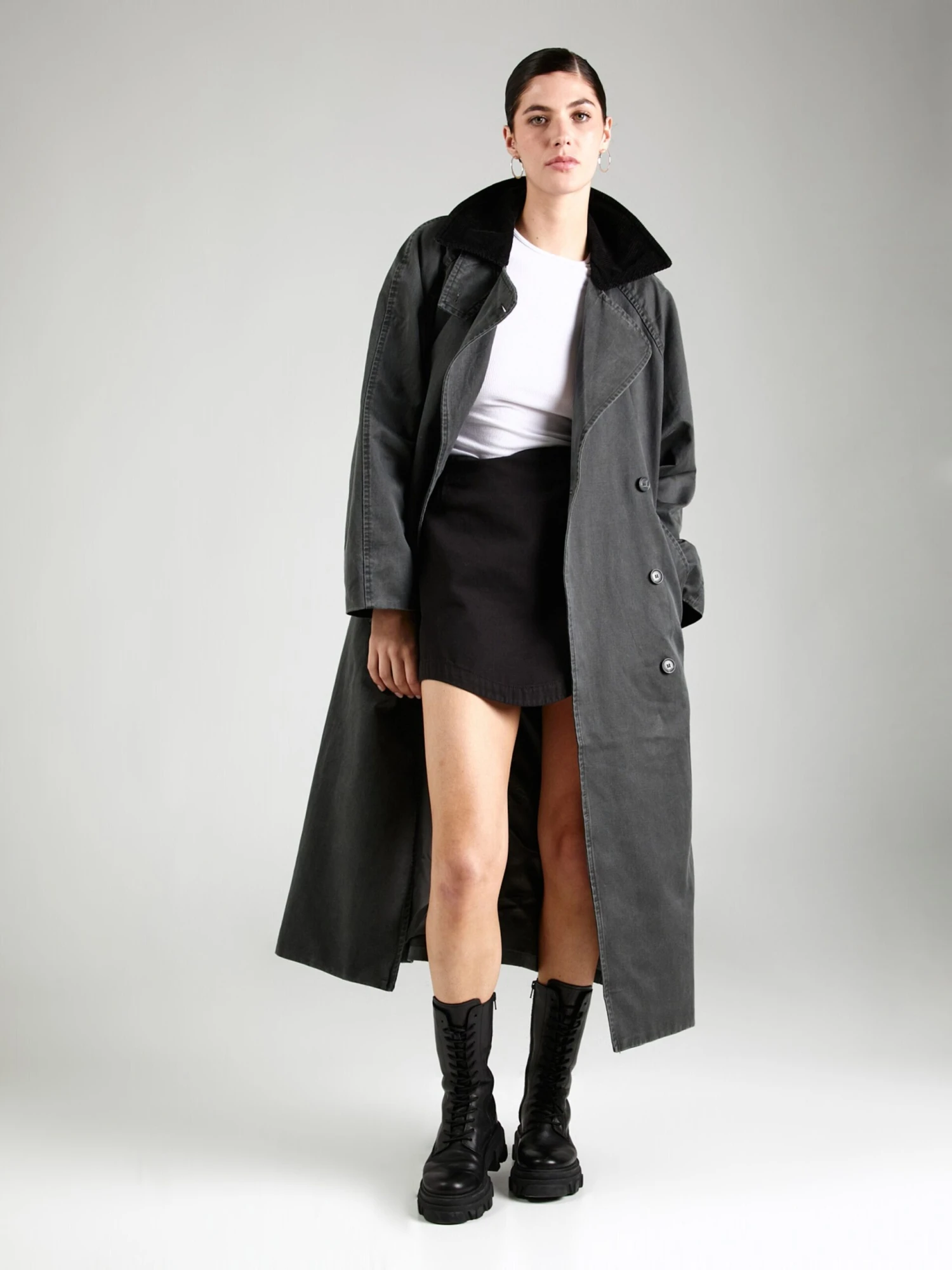 WEEKDAY Trenchs Manteau Mi-saison Jones Femme Anthracite – Image 3