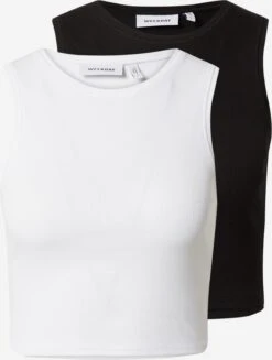 WEEKDAY Crop Tops Haut Femme Noir / Blanc