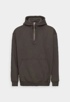 WEEKDAY Hank Halfzip Hoodie Unisex - Sweatshirt - Off Black