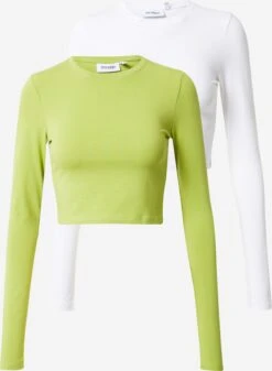 WEEKDAY T-shirts Ă Manches Longues T-shirt Femme Vert Clair / Blanc