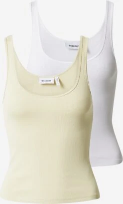 WEEKDAY Débardeurs Haut Femme Beige / Blanc