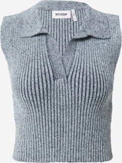 WEEKDAY T-shirts Et Tops Tops En Tricot Liv Femme Bleu Fumé