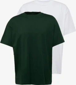 WEEKDAY T-shirts T-Shirt Homme Vert Foncé / Blanc